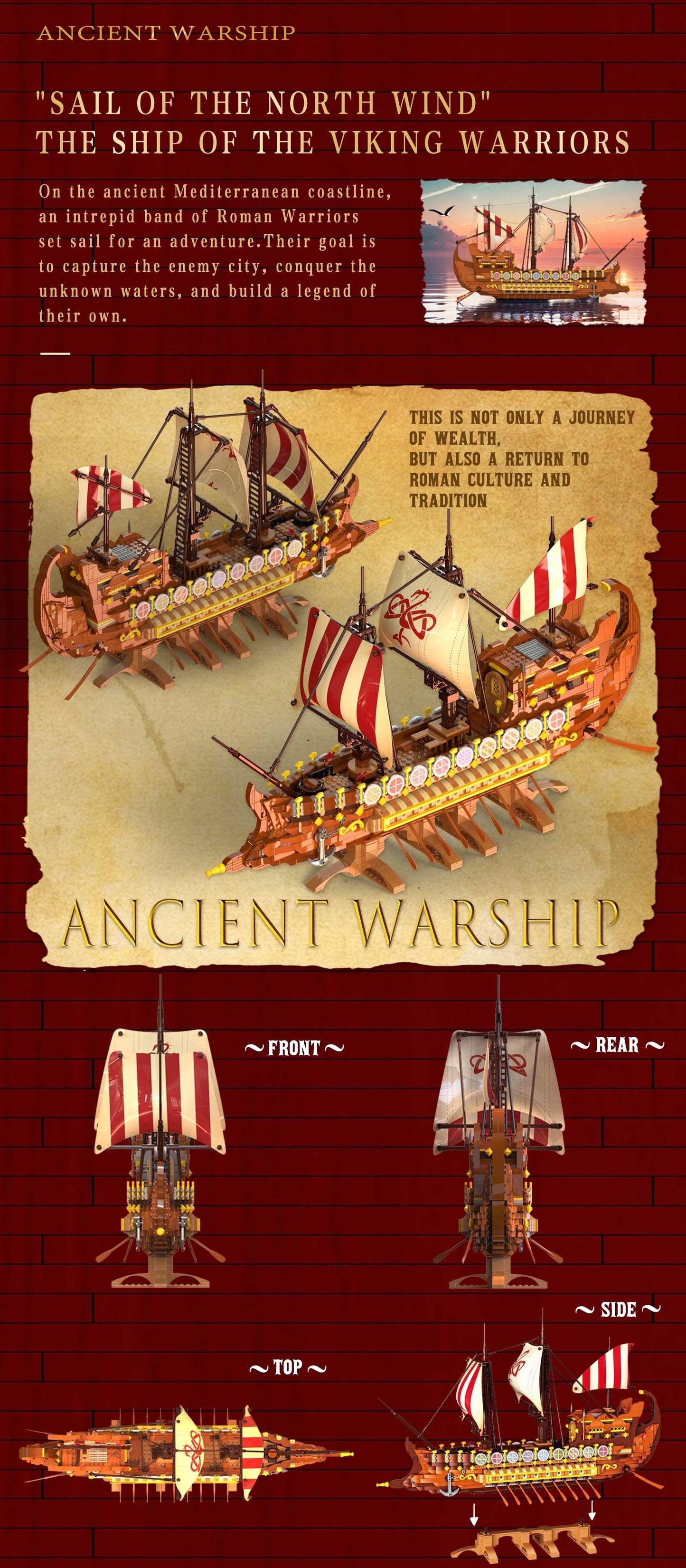 Ancient Wiking Warship - 2073pcs
