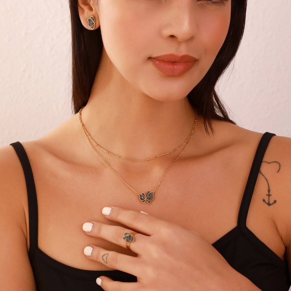 Shiny Butterfly Three-piece jewelry set