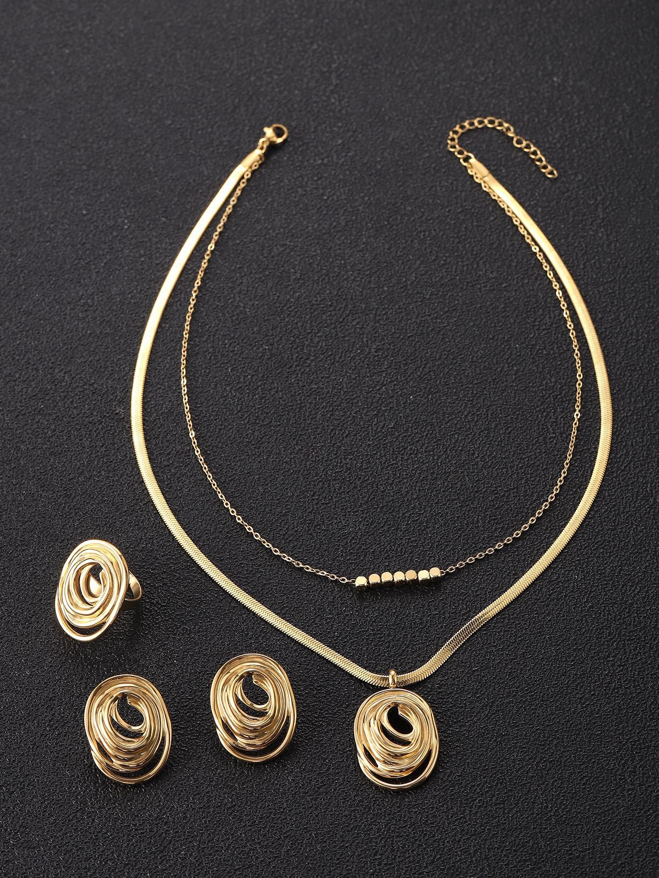 Perforated Oval,Three-piece Jewelry Set
