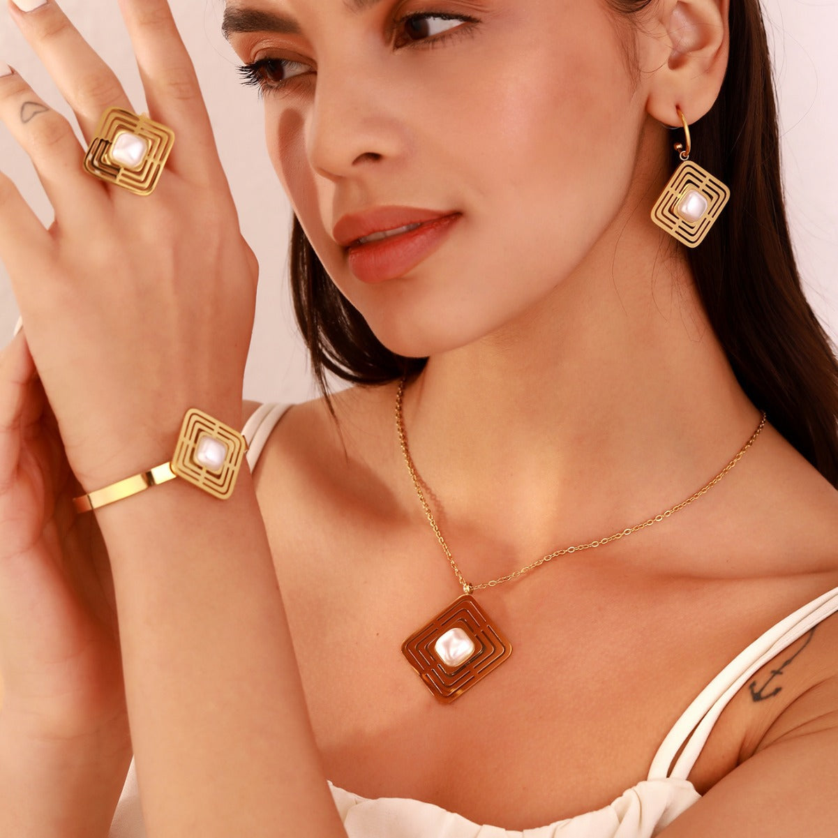 Titanium Steel Jewelry Four-piece jewelry set