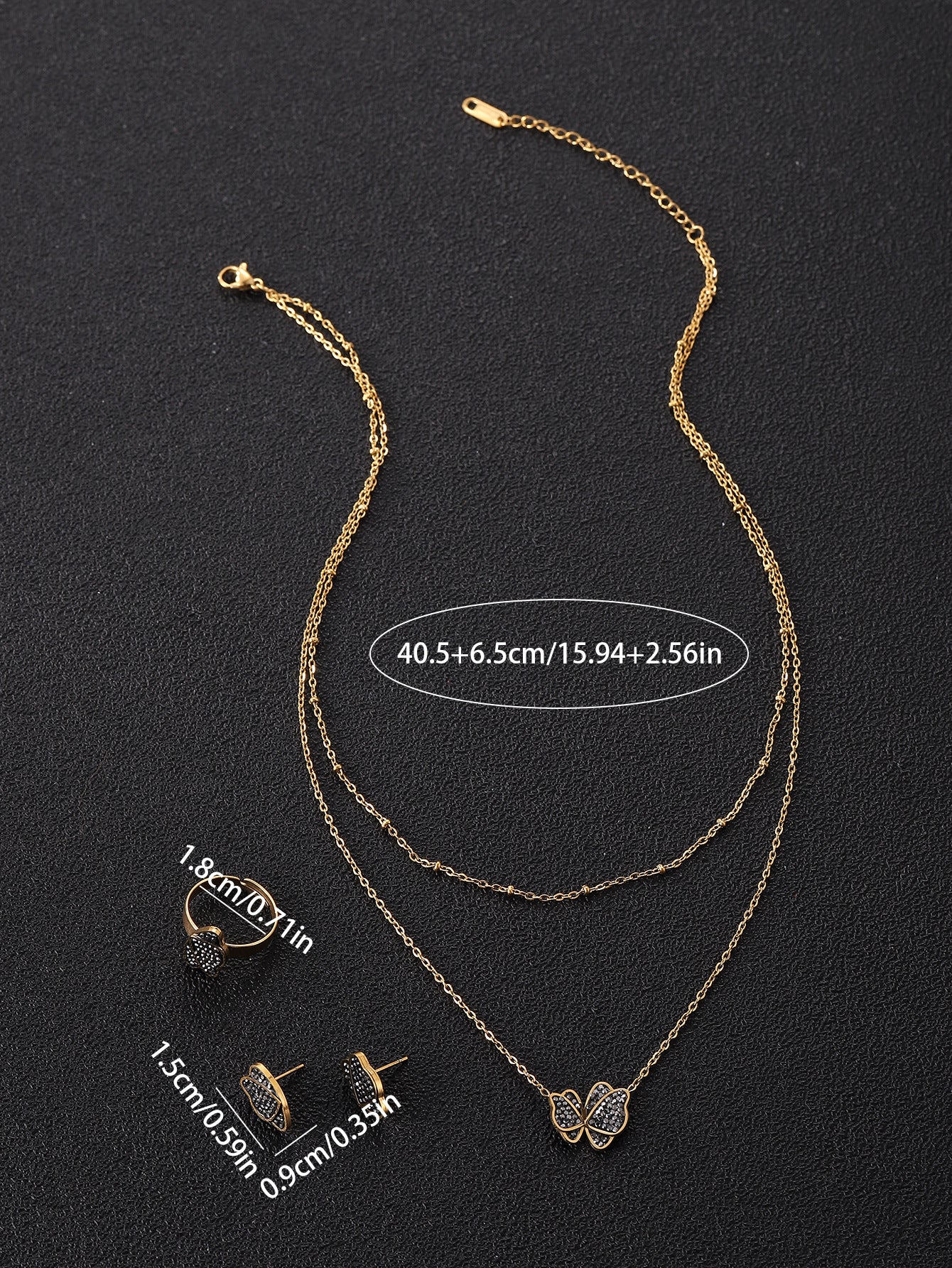 Shiny Butterfly Three-piece jewelry set