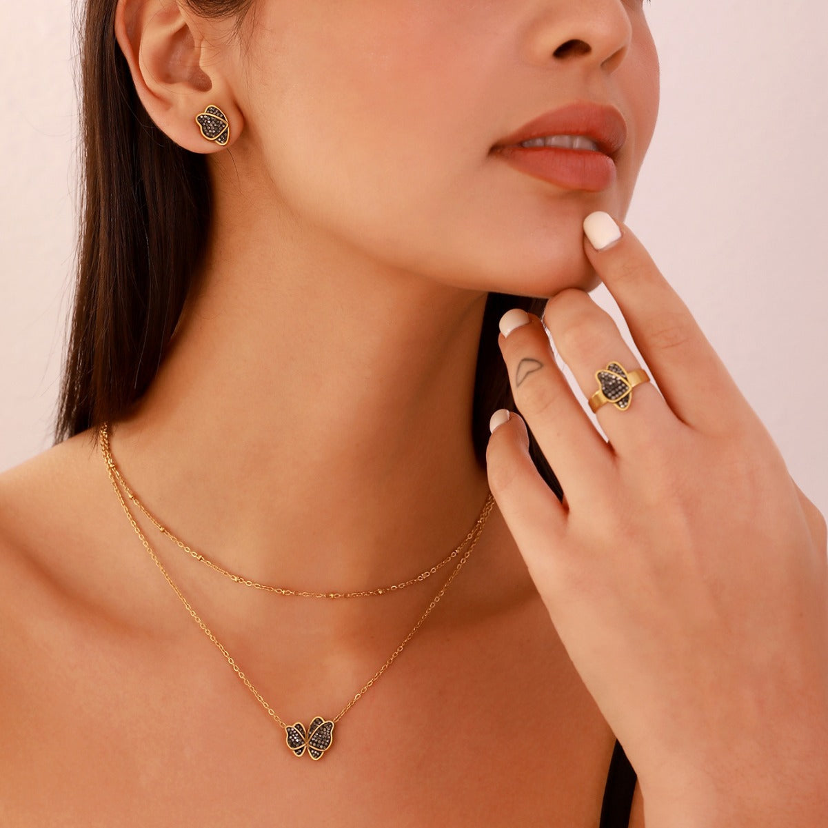 Shiny Butterfly Three-piece jewelry set
