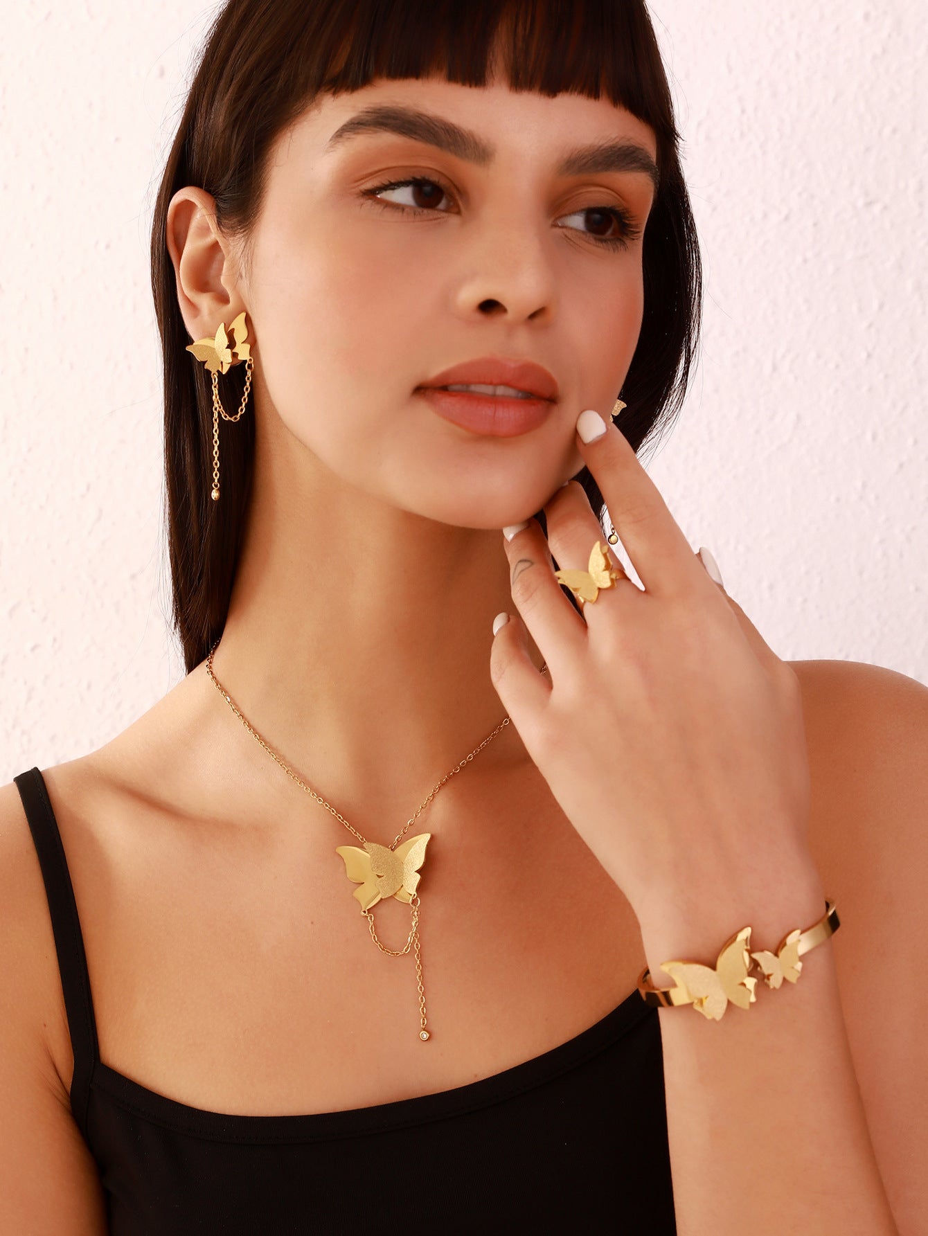 Double-layered butterfly, Four-piece Jewelry Set