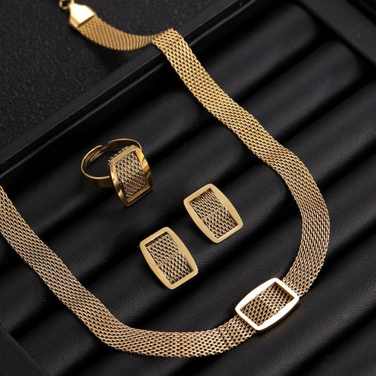 Handmade Mesh belt，Three-piece Jewelry Set