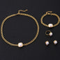 Thick chain Imitation Pearls Four-piece jewelry set