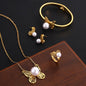 Trendy Butterfly Pearl Necklacce Four-piece jewelry set