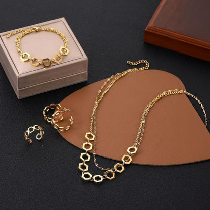 Diamond Shape - Wearing in Layers Four-piece jewelry set