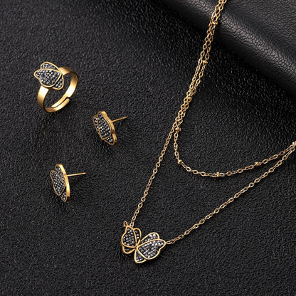 Shiny Butterfly Three-piece jewelry set