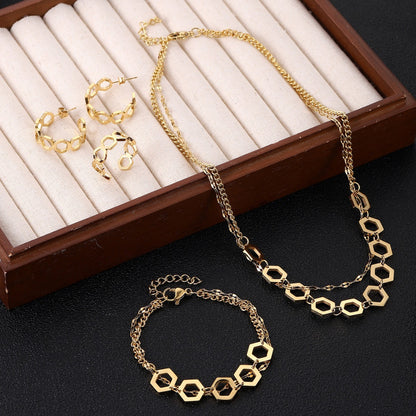 Diamond Shape - Wearing in Layers Four-piece jewelry set