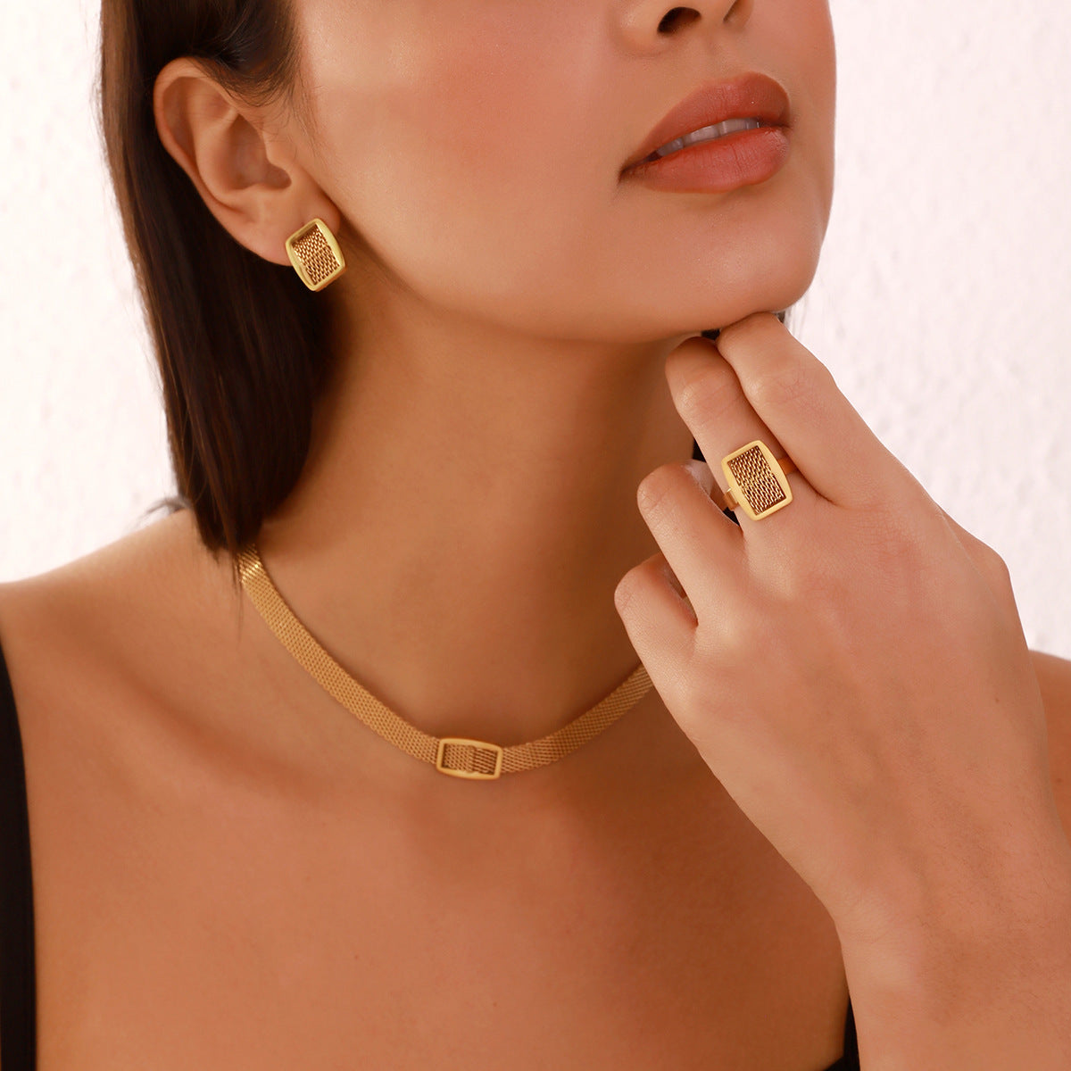 Handmade Mesh belt，Three-piece Jewelry Set
