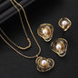 Double-layer Pearl Necklacce Three-piece jewelry set