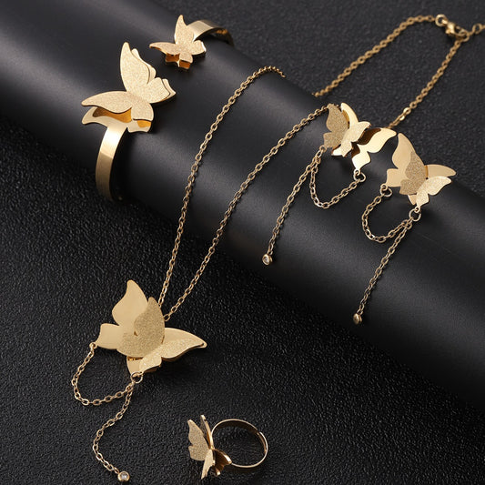 Double-layered butterfly, Four-piece Jewelry Set