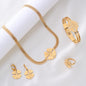 Double-chain，Four-leaf Clover Shape Four-piece jewelry set