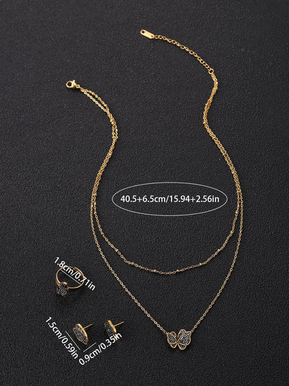 Shiny Butterfly Three-piece jewelry set