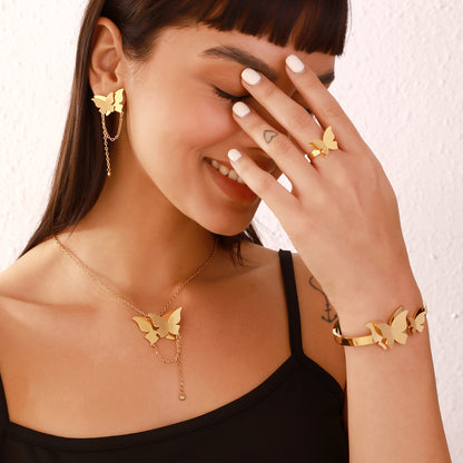 Double-layered butterfly, Four-piece Jewelry Set