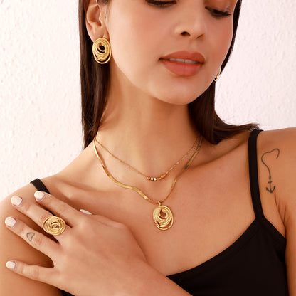 Perforated Oval，Three-piece Jewelry Set