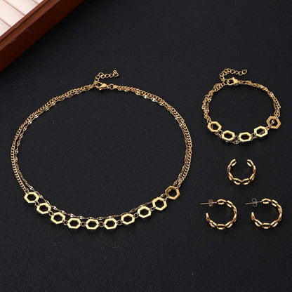 Diamond Shape - Wearing in Layers Four-piece jewelry set