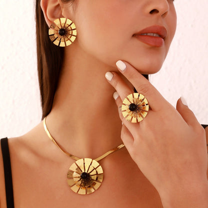 Sunflower Three-piece Jewelry Set