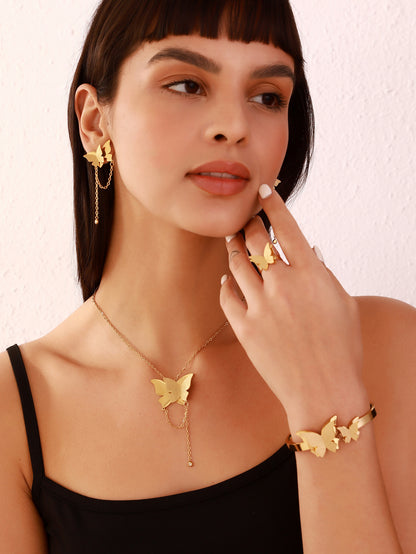 Double-layered butterfly, Four-piece Jewelry Set