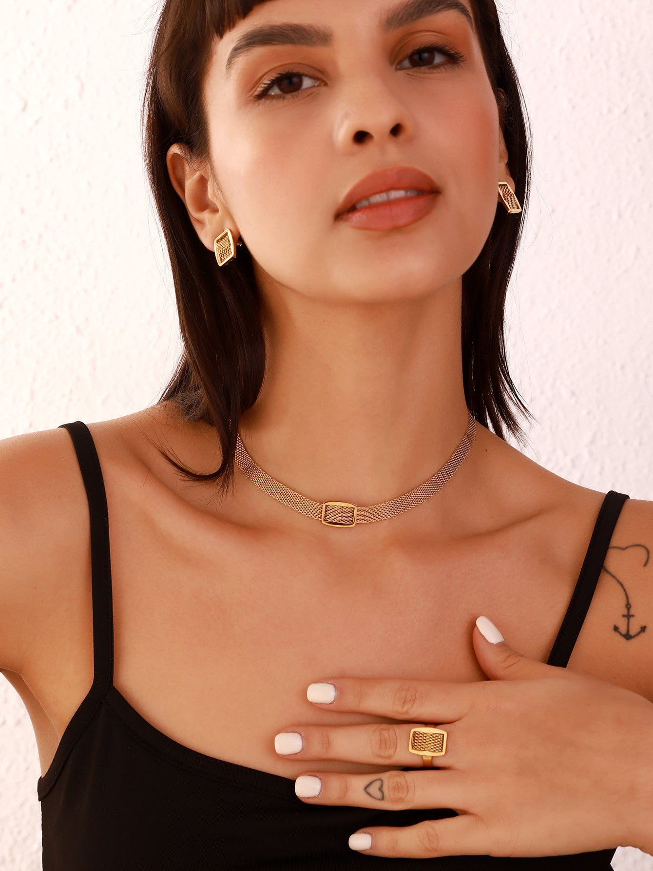 Handmade Mesh belt，Three-piece Jewelry Set